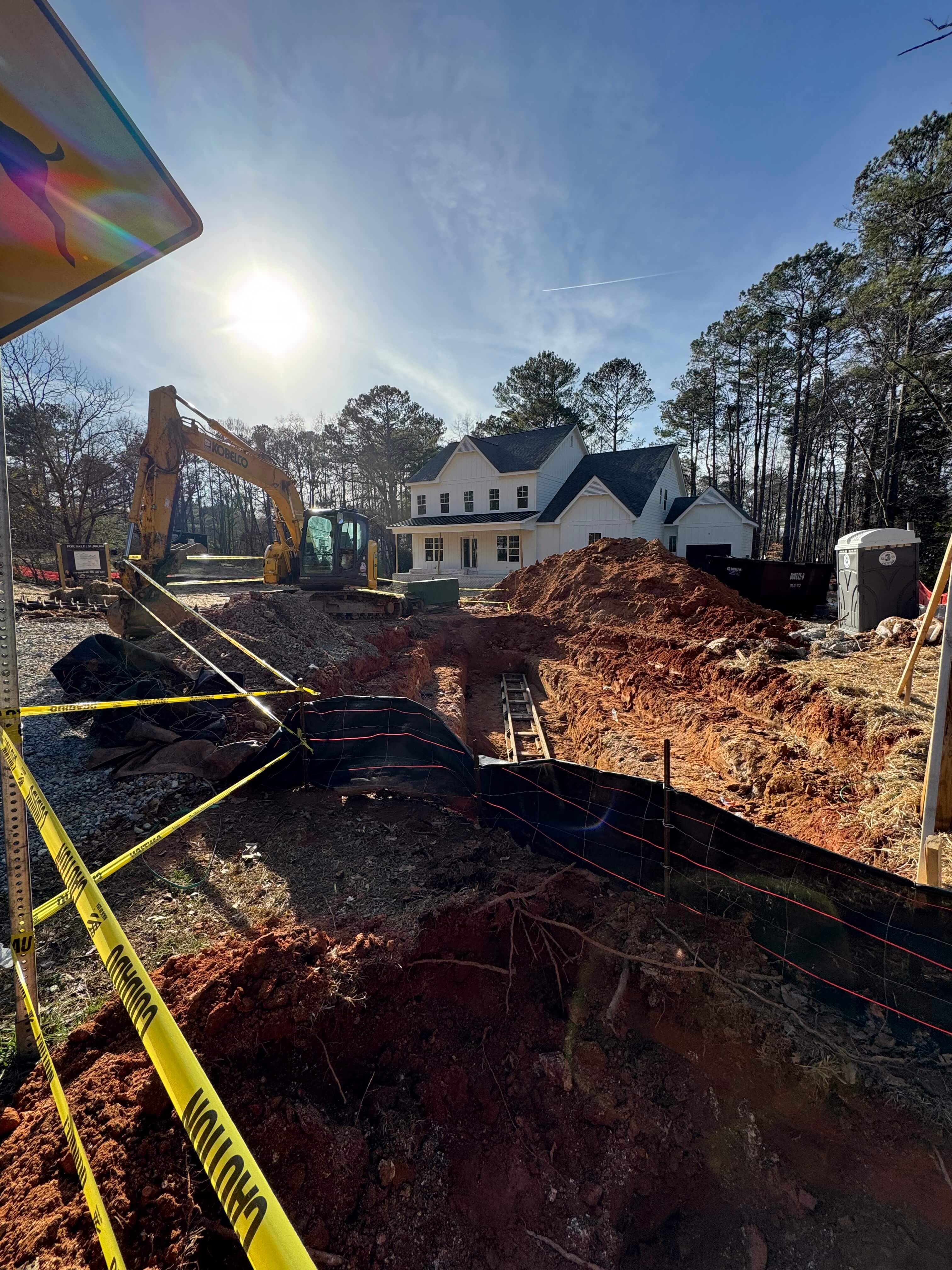 Residential grading and excavation for new home construction in Flowery Branch, Northeast Georgia
