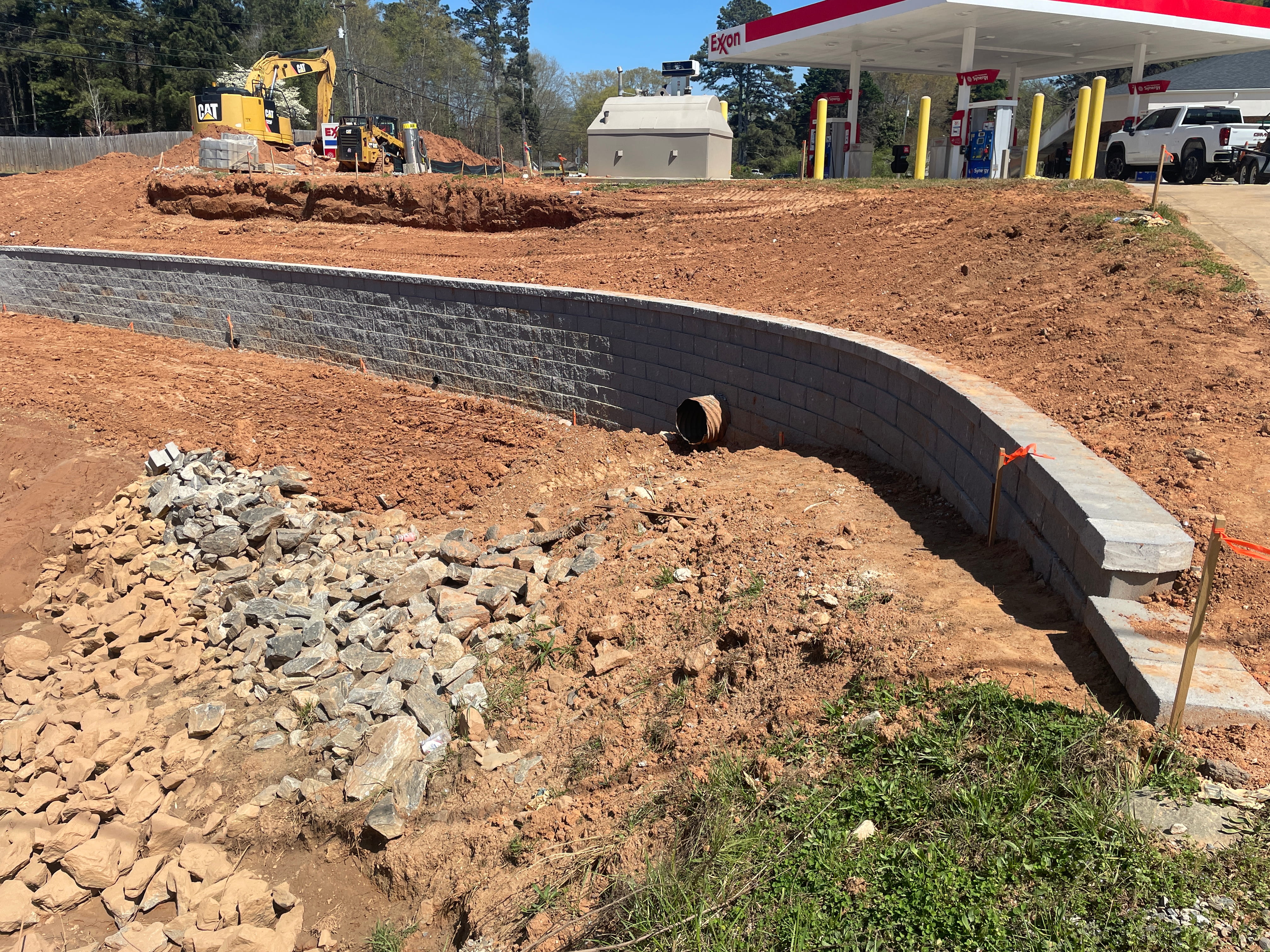Retaining wall construction for site grading and land stabilization in North Georgia